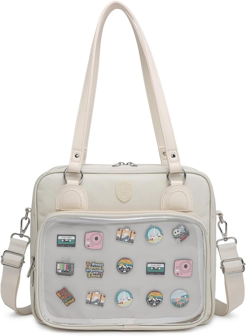 CHERRY SAUCE Oxford Ita Bag Crossbody Shoulder Bag Satchel Messenger Backpack Multi-Purpose Pins Display - Image 1
